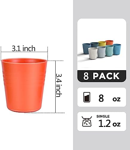 Eco-Friendly Wheat Straw Cups Reusable 8 Oz Plastic Set for Kitchen Durable BPA-Free
