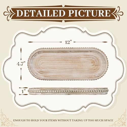 Stylish Rustic Wash White Oval Tray for Home Kitchen