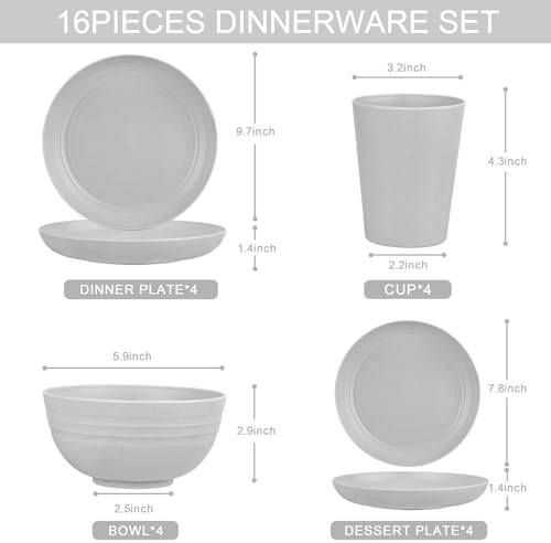 Beautiful 16-Piece Plastic Dinnerware Set