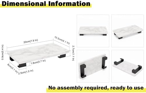 Winmien Luxury Marble Bath Vanity Tray Black Rectangles 8x4x1 inches