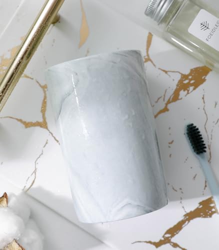 Kelake Ceramic Tumbler Cup Gray Marble Bathroom Holder