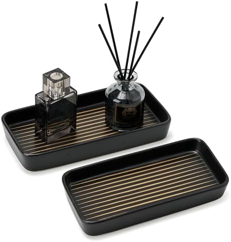 Two-Color Striped Bathroom Vanity Trays Compact Stylish for Sink Vanities More