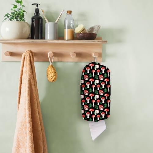 Cute Mushroom Toilet Paper Storage Bag with Reusable Design Organizer for Trash Increments