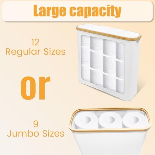 HoomTop White Toilet Paper Storage Basket with Lid