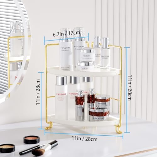 Sturdy Corner Organizer with 2 Tier Storage for Bath Space-Saving Vanity Organizer