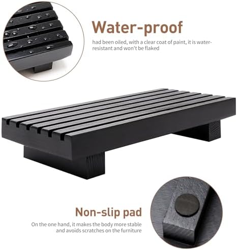 Bathroom Counter Organizer Stylish Wood Pedestal Tray