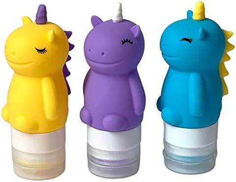 Yumbox Unicorn Mini Squeeze Bottles Set of 3 - Leakproof Safe and Perfect for Lunch
