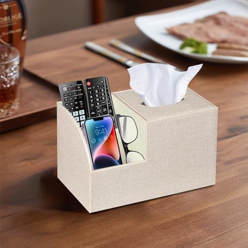 BLIENCE PU Leather Tissue Box Cover with Remote Holder
