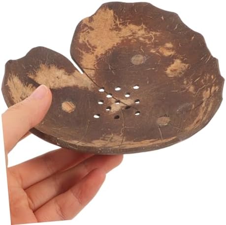 Healifty Coconut Shell Soap Dish Holder for Bathroom and Kitchen