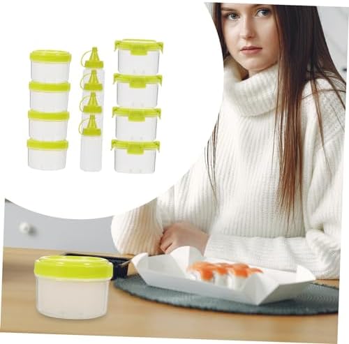 BRIGHTFUFU Square Condiment Lids Set with Squeeze Bottles for BBQ Salads Storage