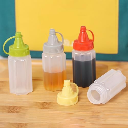 4 Pcs Mini Squeeze Condiment Bottles 1 OZ transparent for Easy Refill Kitchen Storage