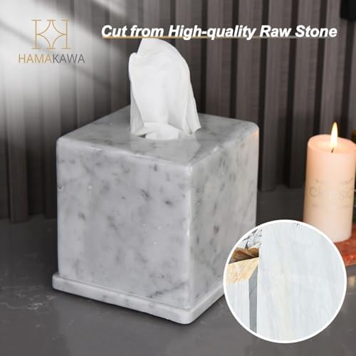Natural Stone Tissue Box Cover 6x6x57 Carrara White