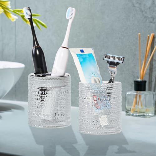 glass bathroom toothbrush holder multi-use storage smooth design