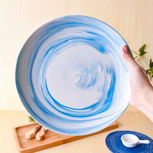8-inch Blue Marble Dinner Plates Set of 4
