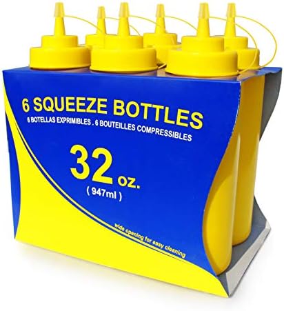 New Star Foodservice 32 oz Squeeze Bottles Pack of 6 Yellow