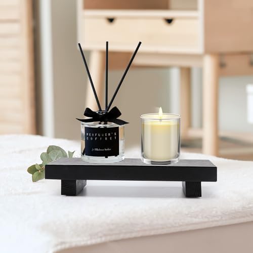 Bathroom Counter Organizer Stylish Wood Pedestal Tray