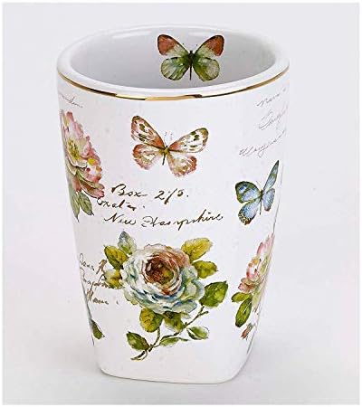 Avanti Linens - White Decorative Tumbler Butterfly Garden Collection