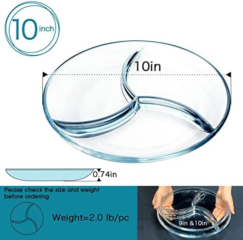 NUTRIUPS Small Round Glass SERVING Plate with Dividers