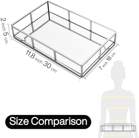 Silver Mirrored Vanity Tray Organizer for Bathroom