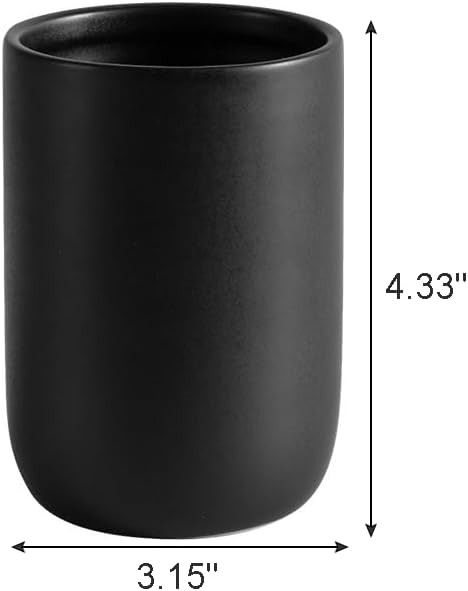 Matte Black Ceramic Toothbrush Cup 433 x 315