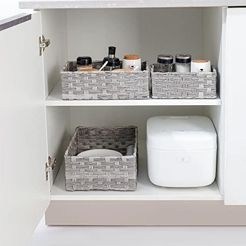 Woven Plastic Tank Cubby Organizing Basket for Bathroom More Durable Waterproof for Toiletries Small Items