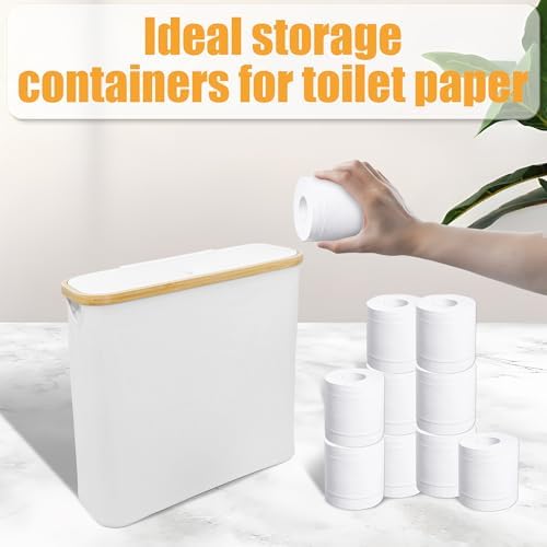 HoomTop White Toilet Paper Storage Basket with Lid