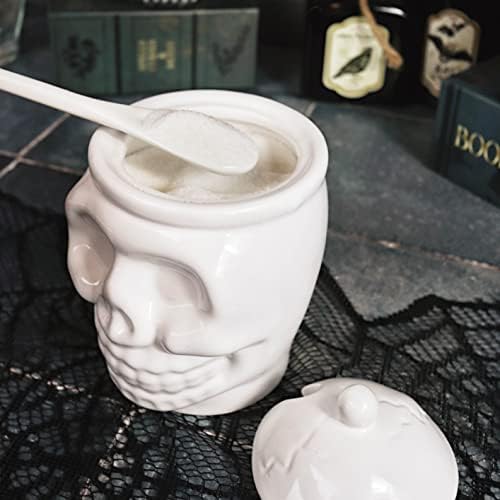 Skeleton Signed 12 Oz Sugar Bowl With Bone Spoon
