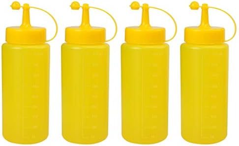 4-Piece 16oz Plastic Condiment Squeeze Bottles with Cap for Kitchen Use
