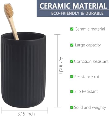 Modern Durable Matte Black Toothbrush Holder Set