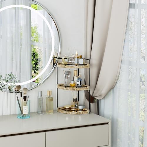Corner Bathroom Organizer 3 Tier Rustic Brown
