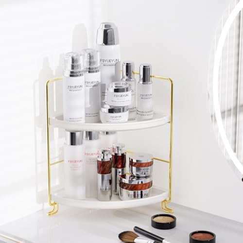 Sturdy Corner Organizer with 2 Tier Storage for Bath Space-Saving Vanity Organizer