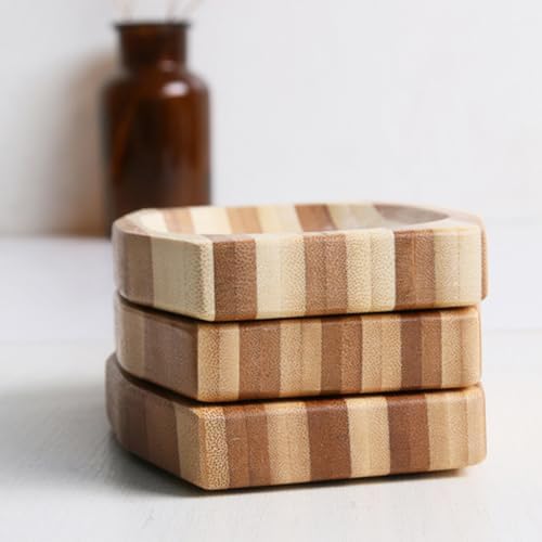 1pc Natural Bamboo Soap Holder Retro Design Compact Eco-Friendly for Bathroom Kitchen Use