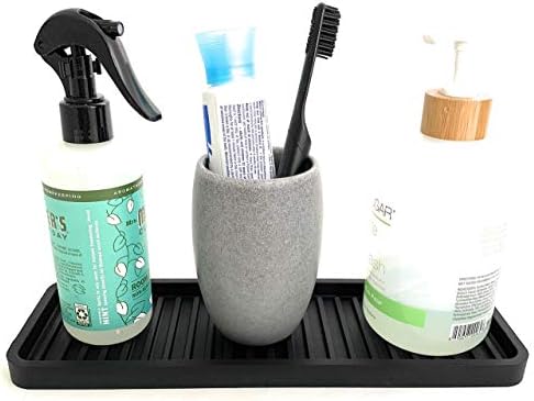 Premium Silicone Kitchen Sink Organizer tray 12x4 inch Black Durable Easy to Clean