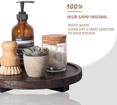 Rustic 10 Wooden Bathroom Counter Organizer Water-Resistant Organizer Tray