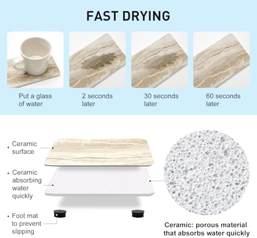 Set of 4 Drying Stone Trays for Kitchen and Bathroom