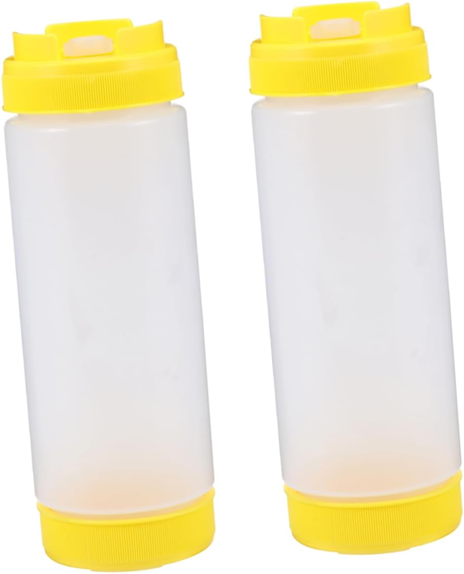 2Pcs Set Two-Handled Squeeze Bottles for Sauces 20oz Refillable Condiment Dispensers