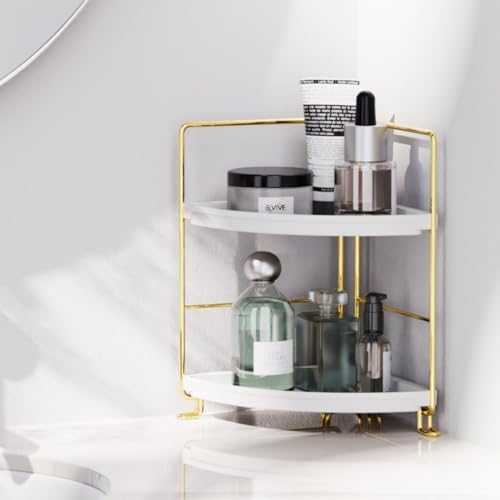 Sturdy Corner Organizer with 2 Tier Storage for Bath Space-Saving Vanity Organizer