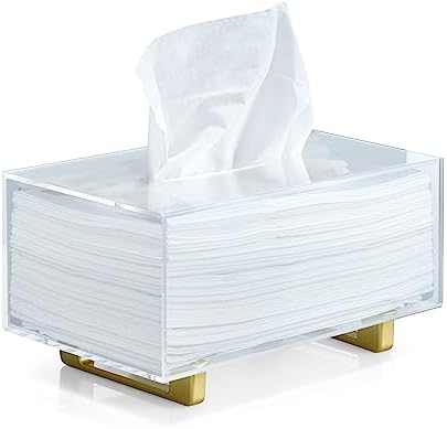 YoBa Acrylic Tissue Box Holder with Gold Legs