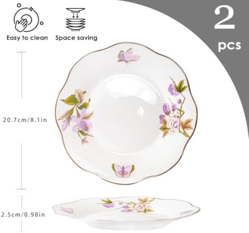YALONG Ceramic 8-Inch Appetizer Plates china Stackable Set of 2