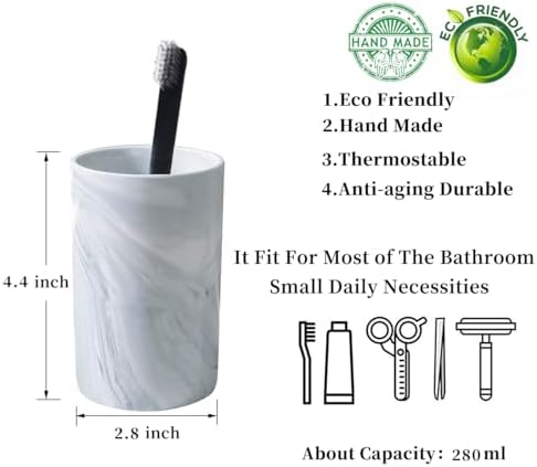 Kelake Ceramic Tumbler Cup Gray Marble Bathroom Holder