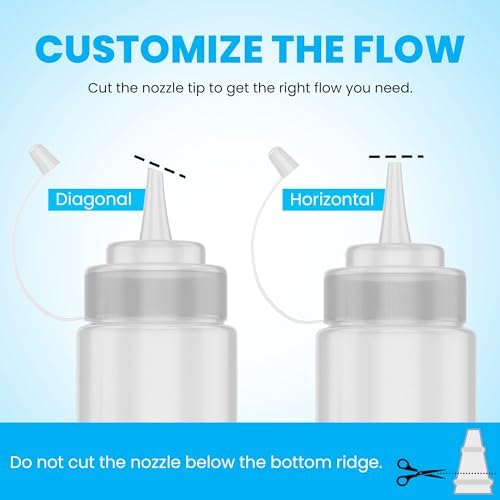 Oaklyn 16oz Squeeze Bottles Set - BPA-Free Condiment Sauce Bottles for Easy Use