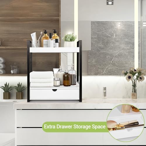 2-Tier Bathroom Organizer with Drawer for Storage