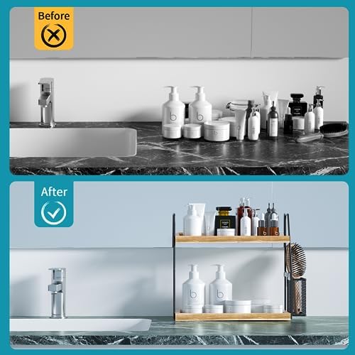 Tired of Cluttered Counters Upgrade Your Bathroom Organizer with the 2-Tier Standing Counter Shelf