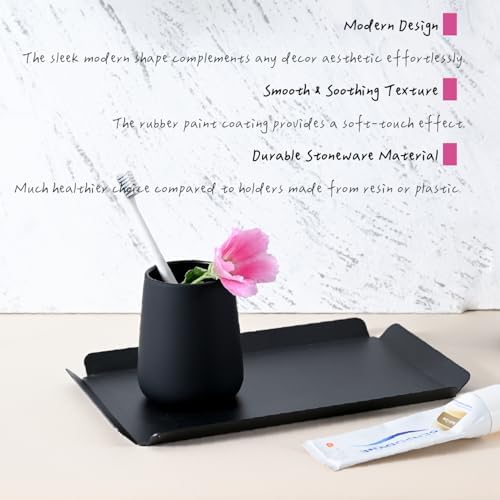 Modern Matte Black Ceramic Toothbrush Holder