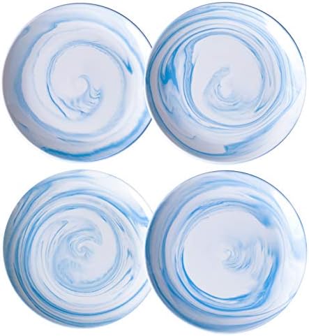 8-inch Blue Marble Dinner Plates Set of 4