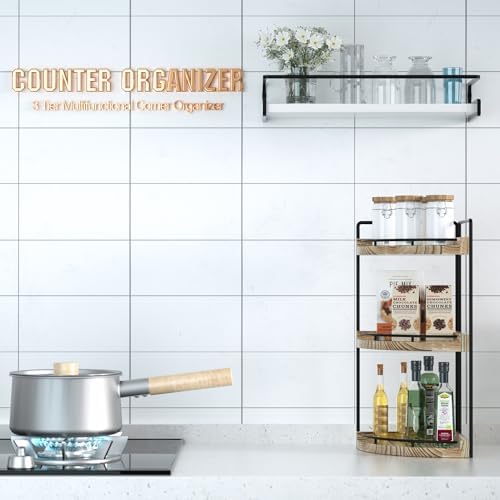 Corner Bathroom Organizer 3 Tier Rustic Brown