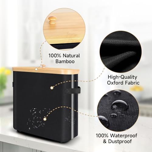 Sicamin Toilet Paper Storage Basket with Lid Handle Black