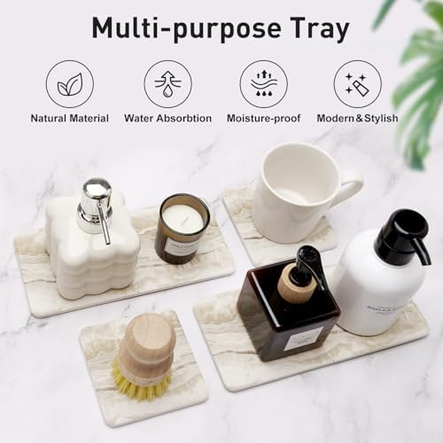 Set of 4 Drying Stone Trays for Kitchen and Bathroom