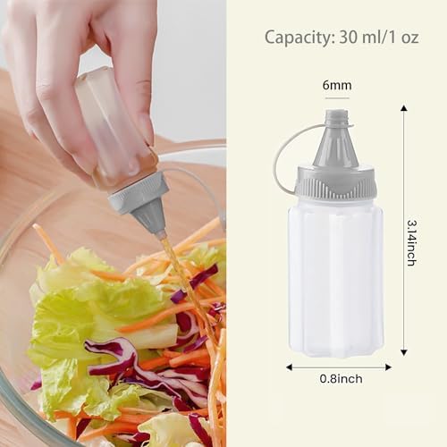 4 Pcs Mini Squeeze Condiment Bottles 1 OZ transparent for Easy Refill Kitchen Storage