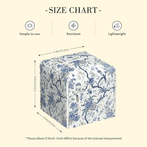 POIUBLE Smart Tissue Box Cover with Bird Flower Design 52 x 52 x 52